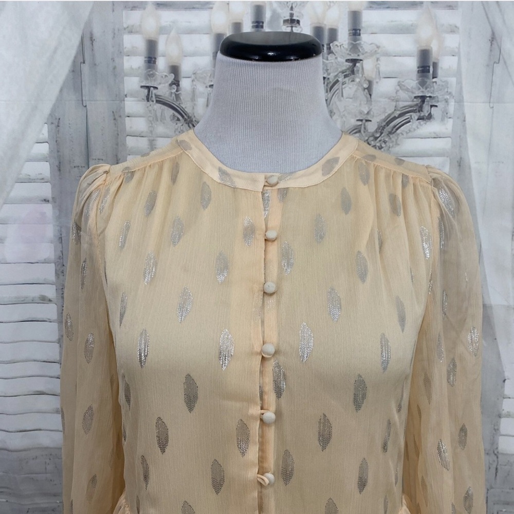 A Loves A Peach Silver Button Babydoll Mini Dress Long Sleeve NWT size Large - Picture 3 of 12